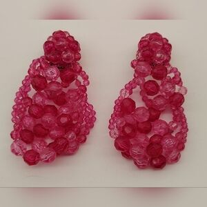 Coppla E Toppa Vibrant Pink Crystal Drop Earrings